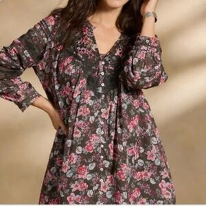 EUC SUNDANCE ANDI FLORAL DRESS BOHEMIAN WESTERN OLIVE EMBROIDERED SZ L